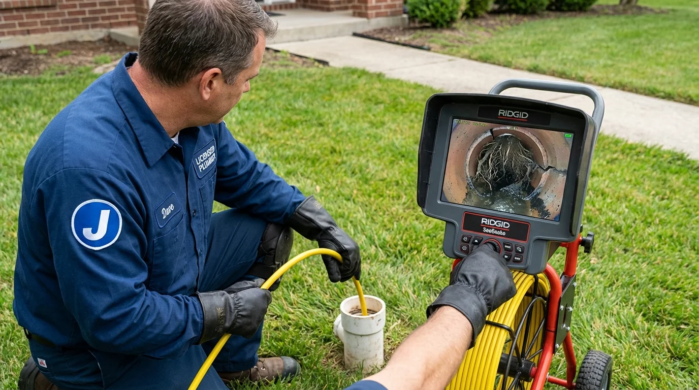 Sewer camera inspection being performed by Johns Plumbing LLC in Litchfield